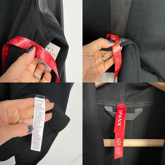 NEW Spanx Drape Front Jacket Black Sz XS Faux Leather Accents Snap Closure - Picture 7 of 13